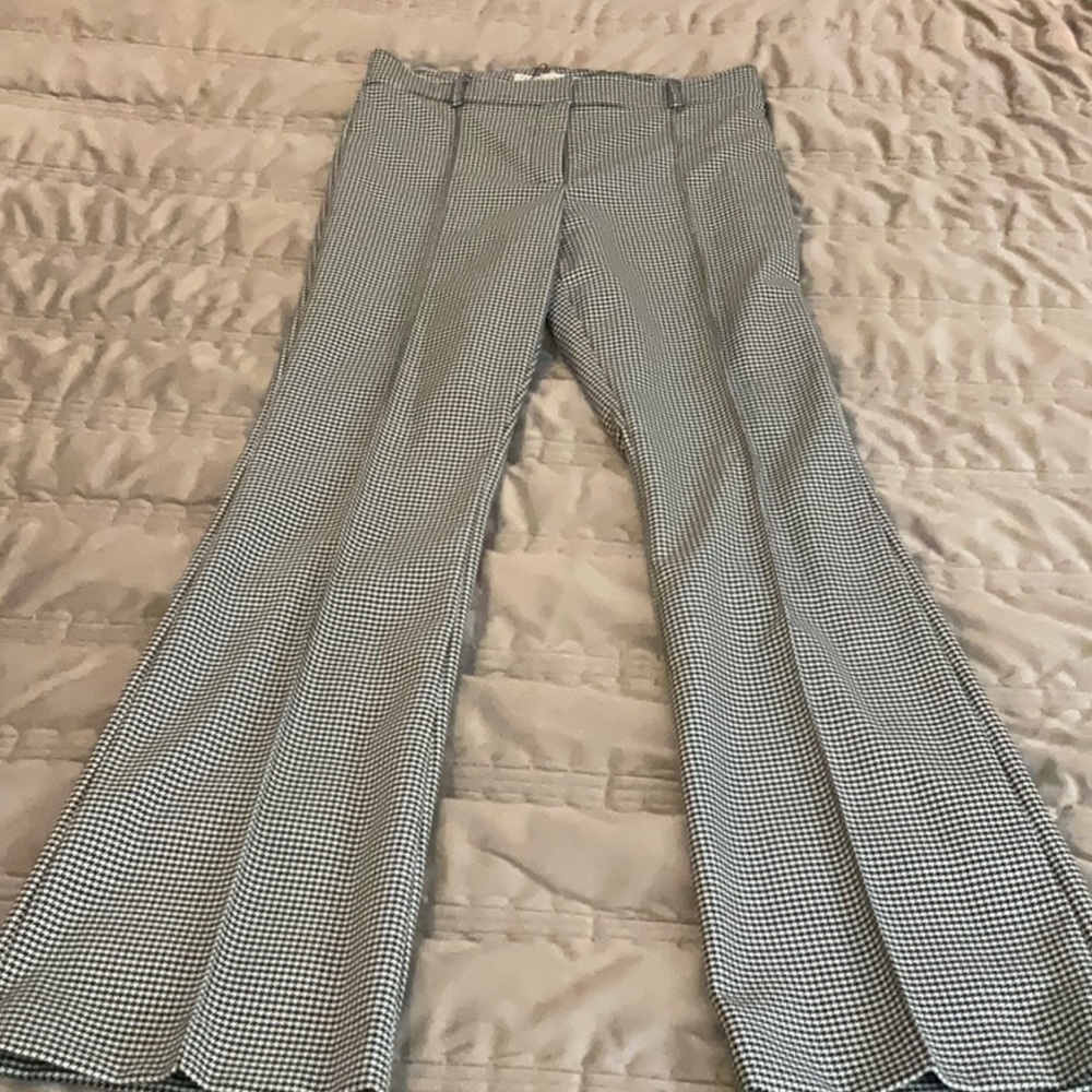 Veronica Beard Black and White Checkered Flare Pants